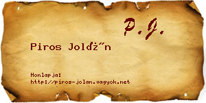 Piros Jolán névjegykártya